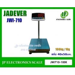 เครื่องชั่งดิจิตอล100kg เครื่องชั่งวางพื้น100kg เครื่องชั่งคุณภาพ100กิโลกรัม เครื่องชั่งน้ำหนัก100กิโล เครื่องชั่งน้ำหนัก100kg ตาชั่ง100กิโลกรัม กิโลดิจิตอล100kg เครื่องชั่ง100kg*10g ยี่ห้อ JADEVER รุ่น JWI-710-100K ขนาดแท่นชั่ง 40*50cm.
