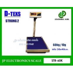 เครื่องชั่งดิจิตอล60kg เครื่องชั่งวางพื้น60kg เครื่องชั่งคุณภาพ60กิโลกรัม เครื่องชั่งน้ำหนัก60kg ตาชั่ง60กิโลกรัม กิโลดิจิตอล60kg เครื่องชั่งตั้งพื้น60kg ค่าละเอียด 10g ยี่ห้อ D-TEXS รุ่น STRONG2 ขนาดแท่นชั่ง30x40cm.