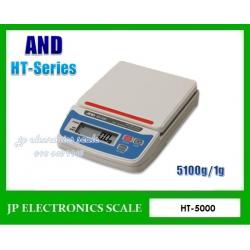 เครื่องชั่งละเอียดสูง5100g เครื่องชั่งคุณภาพสูง5100กรัม เครื่องชั่งน้ำหนัก5100g ตาชั่งดิจิตอล5100g เครื่องชั่งดิจิตอล5100g ละเอียด1g ยี่ห้อ AND รุ่น HT-5000 จานชั่งขนาด 13.2 x13cm.