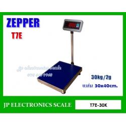 เครื่องชั่งดิจิตอล30kg เครื่องชั่งวางพื้น30kg เครื่องชั่งคุณภาพ30กิโลกรัม เครื่องชั่งน้ำหนัก30kg ตาชั่ง30กิโลกรัม กิโลดิจิตอล30kg เครื่องชั่ง30kg*2g ยี่ห้อ ZEPPER รุ่น T7E ขนาดแท่นชั่ง 30*40cm.