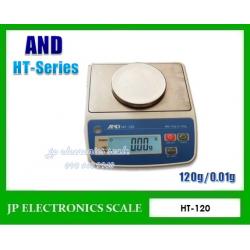 เครื่องชั่งละเอียดสูง120g เครื่องชั่งคุณภาพสูง120กรัม เครื่องชั่งน้ำหนัก120g ตาชั่ง120g เครื่องชั่ง120g ละเอียด0.01g ยี่ห้อ AND รุ่น HT-120 เส้นผ่าศูนย์กลาง 70mm.