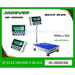 เครื่องชั่งดิจิตอล500kg เครื่องชั่งวางพื้น500kg เครื่องชั่งคุณภาพ500กิโลกรัม เครื่องชั่งน้ำหนัก500kg ตาชั่ง500กิโลกรัม กิโลดิจิตอล500kg เครื่องชั่ง500kg*50g ยี่ห้อ JADEVER รุ่น JWI-3000W ขนาดแท่นชั่ง 80*80cm.