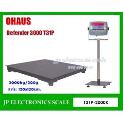 เครื่องชั่งน้ำหนักแบบตั้งพื้น2000กิโลกรัม เครื่องชั่งน้ำหนักดิจิตอล2ตัน เครื่องชั่งแบบวางพื้น2000กิโลกรัม ตาชั่ง2000กิโล เครื่องชั่งวางพื้นขนาดใหญ่2000kg ละเอียด200g ยี่ห้อ OHAUS รุ่น T31P-2T-006 ขนาดแท่น 120x120cm.