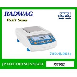 เครื่องชั่งละเอียดสูง750g เครื่องชั่งละเอียด750g เครื่องชั่งคุณภาพสูง750กรัม เครื่องชั่งน้ำหนัก750กรัม เครื่องชั่งน้ำหนัก750g ตาชั่ง750g เครื่องชั่ง750gx0.001g ยี่ห้อ RADWAG รุ่น PS750R1 ขนาดถาดชั่ง 128x128mm.