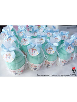 ของชำร่วยงานแต่ง ไอเดียของชำร่วย ผ้านาโนม้วนไอติม ในถุงไหมแก้ว ขนาดผ้าเช็ดผม ของชำร่วยงานมีประโยชน์