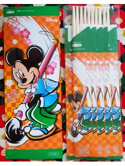 Set ตะเกียบไม้ มิกกี้เม้าส์ 1 Set มี 5 คู่ จากญี่ปุ่น Size : 24 cm