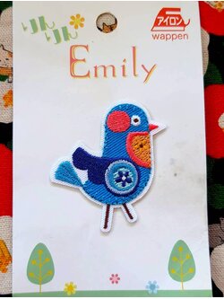 ตัวรีดเสื้อ ผ้า สิ่งของ นก Emily 4 cm bird iron Wappen จากญี่ปุ่น