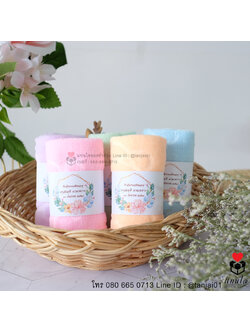 ของชำร่วยแต่งงาน ผ้าลายหมีพร้อมหูหิ้ว ในถุงไหมแก้ว 💕เริ่มต้น 12 บาท💕 ผ้าขนาด 30x30 cm พร้อมสายคาดชื่อ