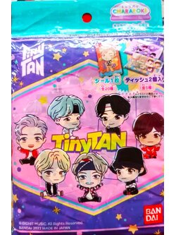 ทิชชู่ แบบพกพา BTS TINYTAN BANDAI ของแท้จากญี่ปุ่น 1 แพ๊ค มี ทิชชู่แบบสุ่มลาย 2 ซอง + สติ๊กเกอร์แบบสุ่ม 1 ชิ้น
