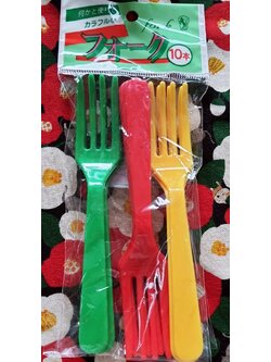 Set ส้อม พลาสติก ปาร์ตี้ พกพา จากญี่ปุ่น 1 แพ๊ค 10 ชิ้น Fork Size : 15 cm