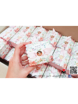 ของชำร่วยแต่งงาน💕 ผ้าลายหมีพร้อมหูหิ้ว ในกล่องริบบิ้นปีกนก💕 สวยหรู💕 สำเนา