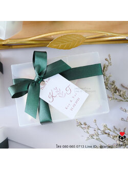 ของชำร่วยงานแต่งงาน กระเป๋าใส่เหรียญสีพาสเทล ผูกโบว์ป้ายชื่อมินิมอล เลือกสีโบว์ตามธีมงานได้จ้า