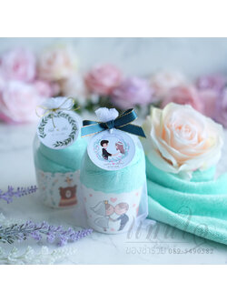 ผ้านาโน 2 ม้วนกลม ขนาดผ้าเช็ดผม ของชำร่วยงานแต่งงาน ของแจกราคาถูก