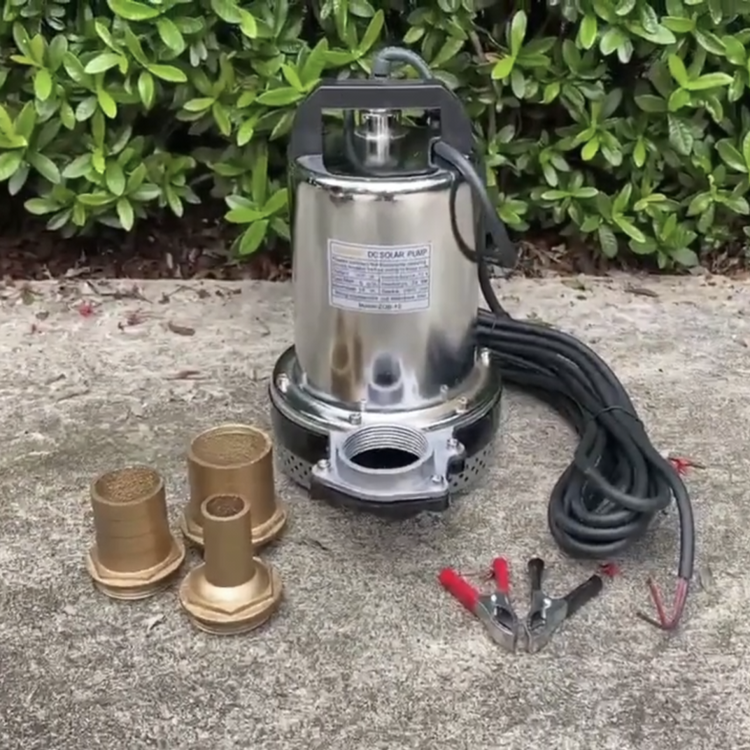 ปั้มไดโว่ แสตนเลส Onsen 12V ท่อ 3 ขนาด แบบทองเหลือง แถมตัวคีบแบต 1 คู่ สายยาว 5 เมตร