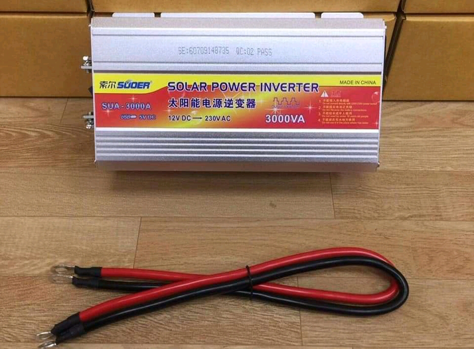 อินเวอร์เตอร์ แปลงไฟ 12V เป็นไฟบ้าน 220V ขนาด 3,000W แถมฟรี ไฟฉายUSB 1ชิ้น