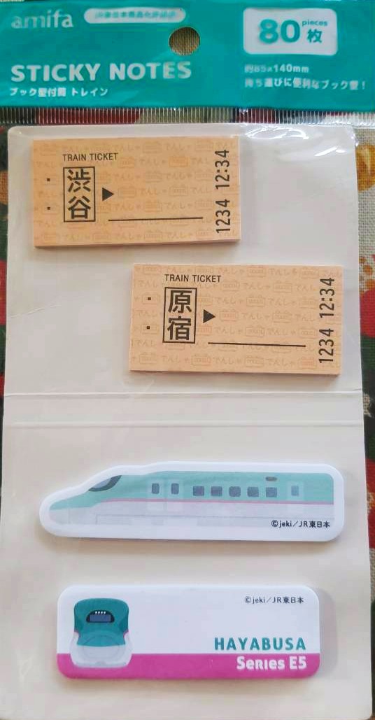 กระดาษโน๊ต sticky notes Post it JAPAN Train JR HAYABUSA Series E5 80 แผ่น สามารถพับครึ่งเป็นเล่ม พกพาได้ Size : 8.5 x 14 cm จากญี่ปุ่น