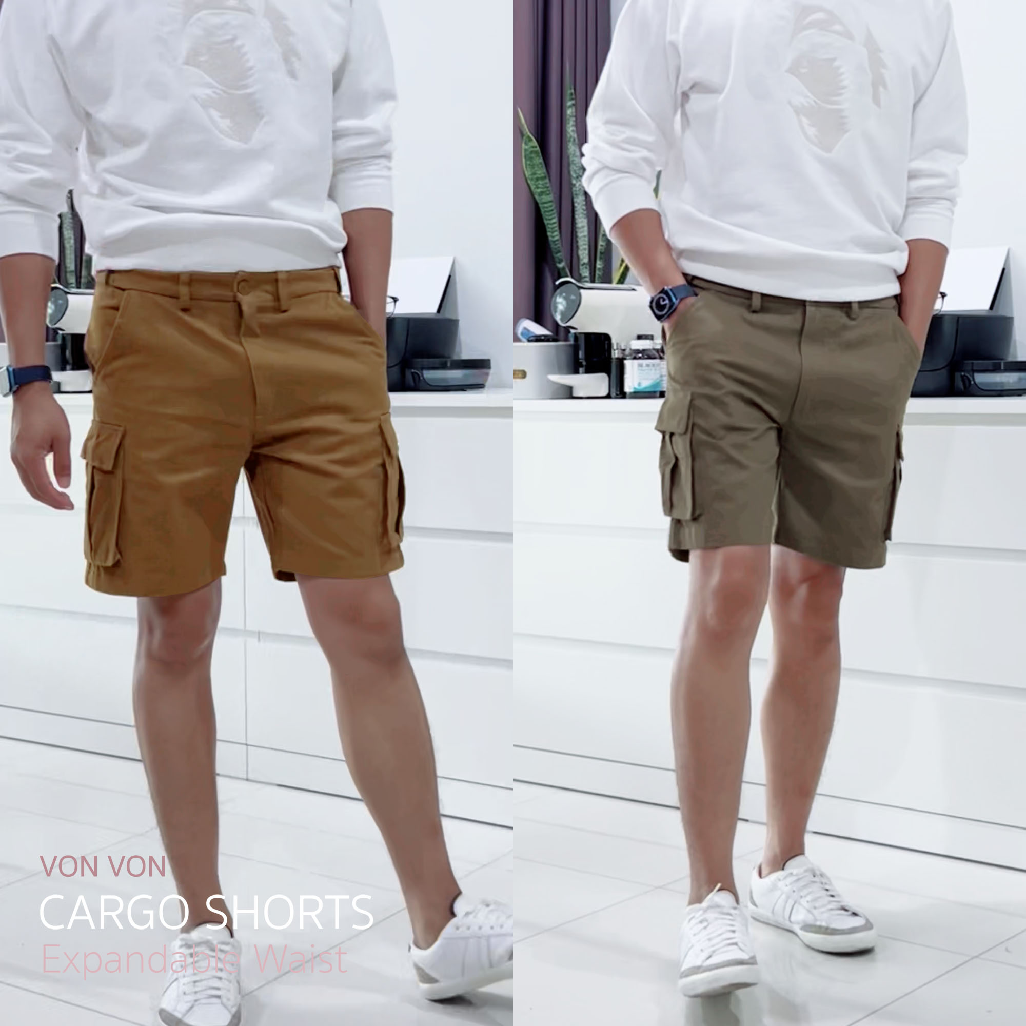 [VON VON] ขาสั้นคาร์โก้ เอวขยาย