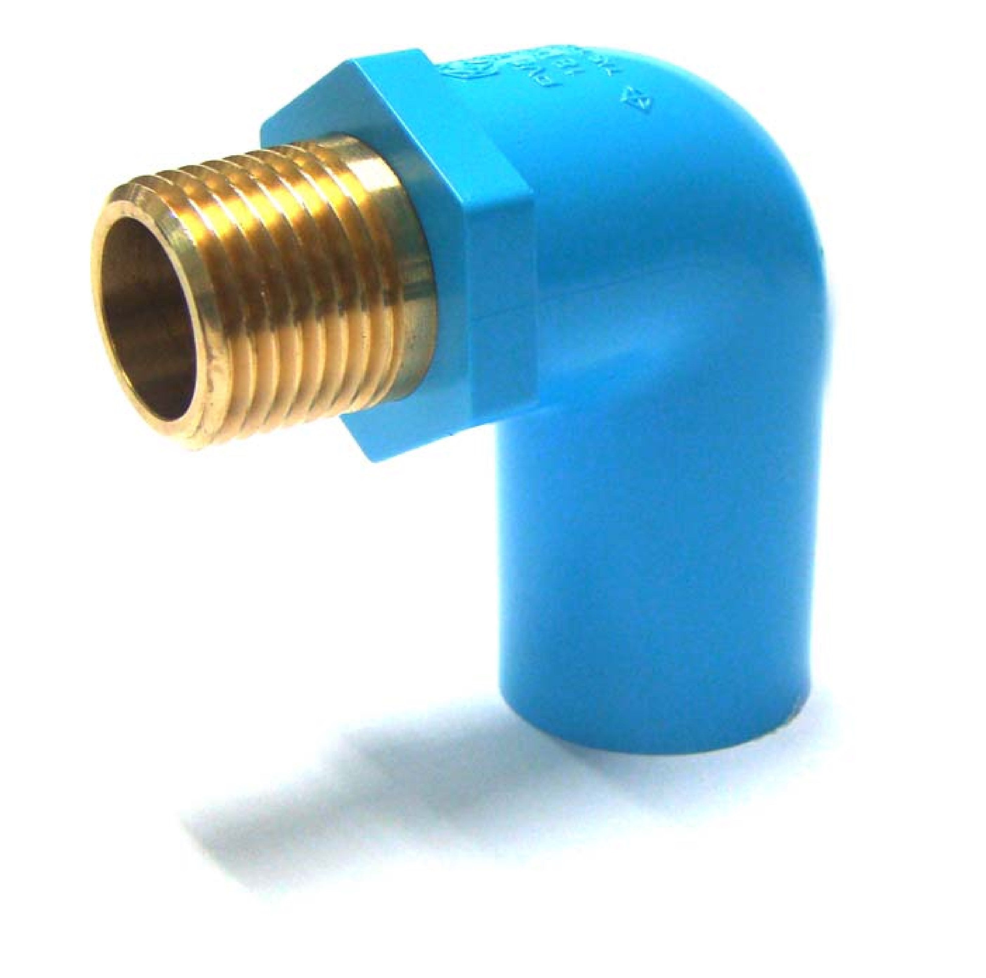 ข้องอ 90 เกลียวนอกทองเหลือง-หนา ฟ้า BRASS VALVE ELBOW 90-WS B
