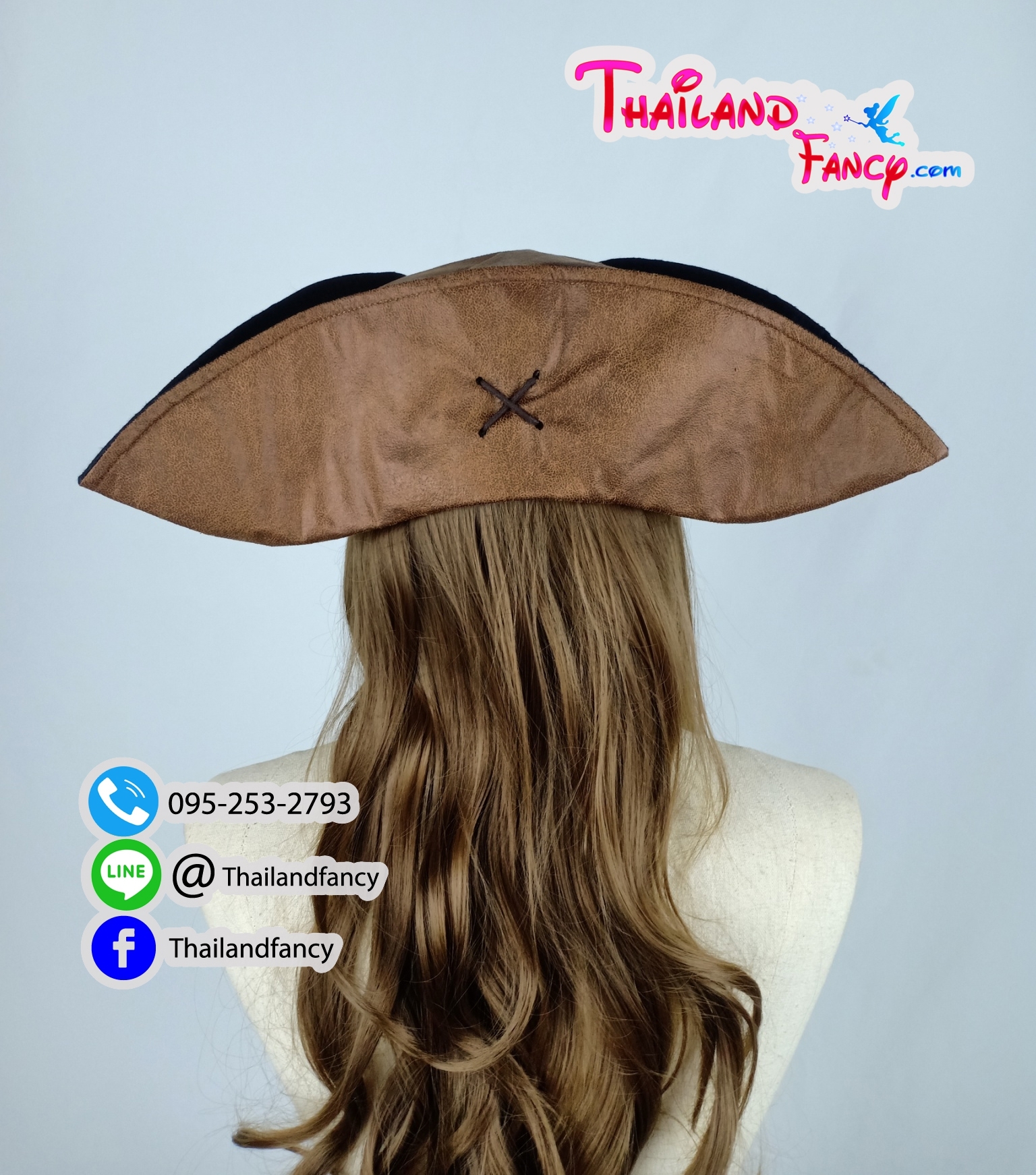 หมวกแฟนซีโจรสลัด หมวกโจรสลัดแจ๊คสแปร์โรว์ Pirate of the Caribbean หมวกหนังเทียมโจรสลัด กัปตันแจ๊ค