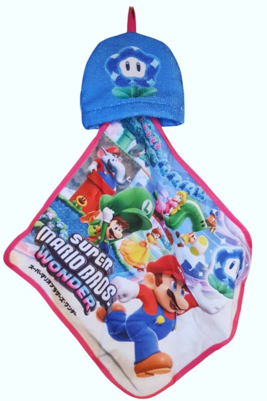 Super MARIO ผ้าเช็ดหน้า / ผ้าเช็ดมือ มาริโอ้ จากญี่ปุ่น มีหูหิ้ว แขวนกระเป๋า แขวนผนัง พกพาได้ค่ะ Size : 30 x 30 cm น่ารักมากค่ะ