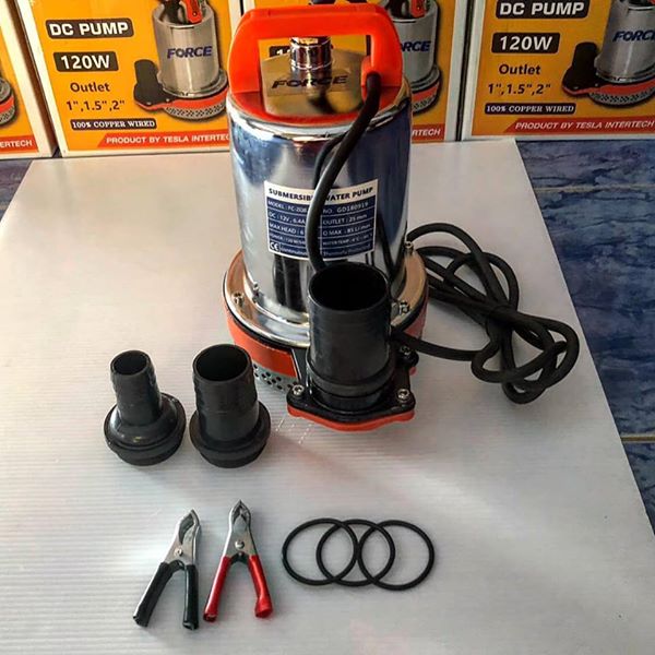 ปั้มน้ำไดโว่ ใช้แบตเตอรี่ 12v ได้ท่อขนาด 1”, 1.5”, 2”