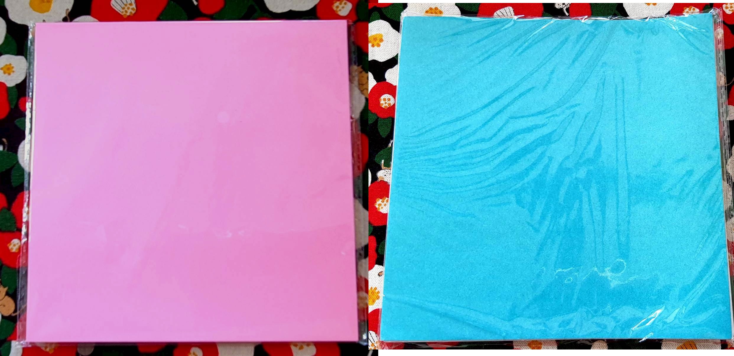 Origami paper กระดาษพับ โอริกามิ Size : 15 x 15 cm จากญี่ปุ่น คละสี ชมพู + ฟ้า 50 แผ่น