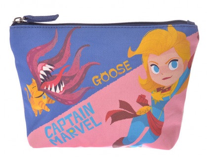 Disney Captain Marvel กระเป๋าผ้า มีซิป กัปตัน มาร์เวล สวยมากๆค่ะ ของแท้จาก ดิสนีย์สโตร์ ญี่ปุ่น 21 x15 cm