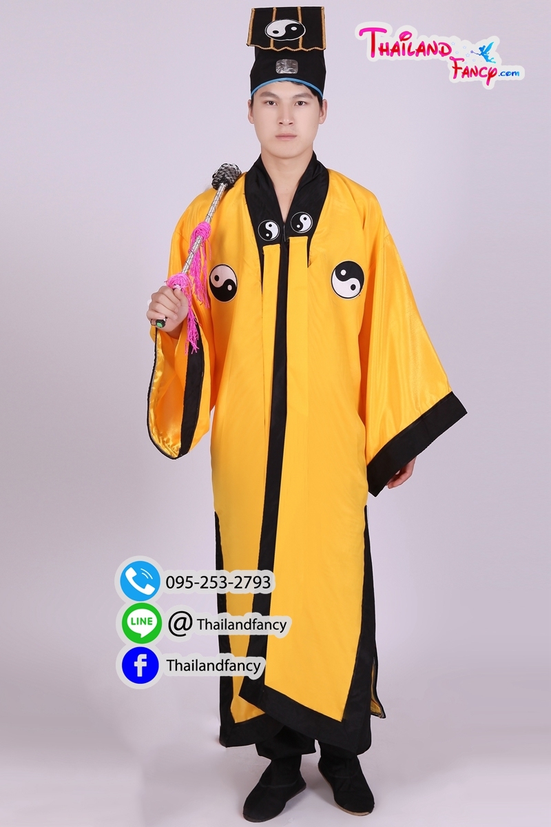ชุดเช่าแฟนซีผู้ชาย เช่าชุดนักพรตจีน ชุดผู้คุมผีจีนโบราณ ชุดคนสั่งการผีดิบจีน ชุดคนคุมผีจีนหน้าขาว