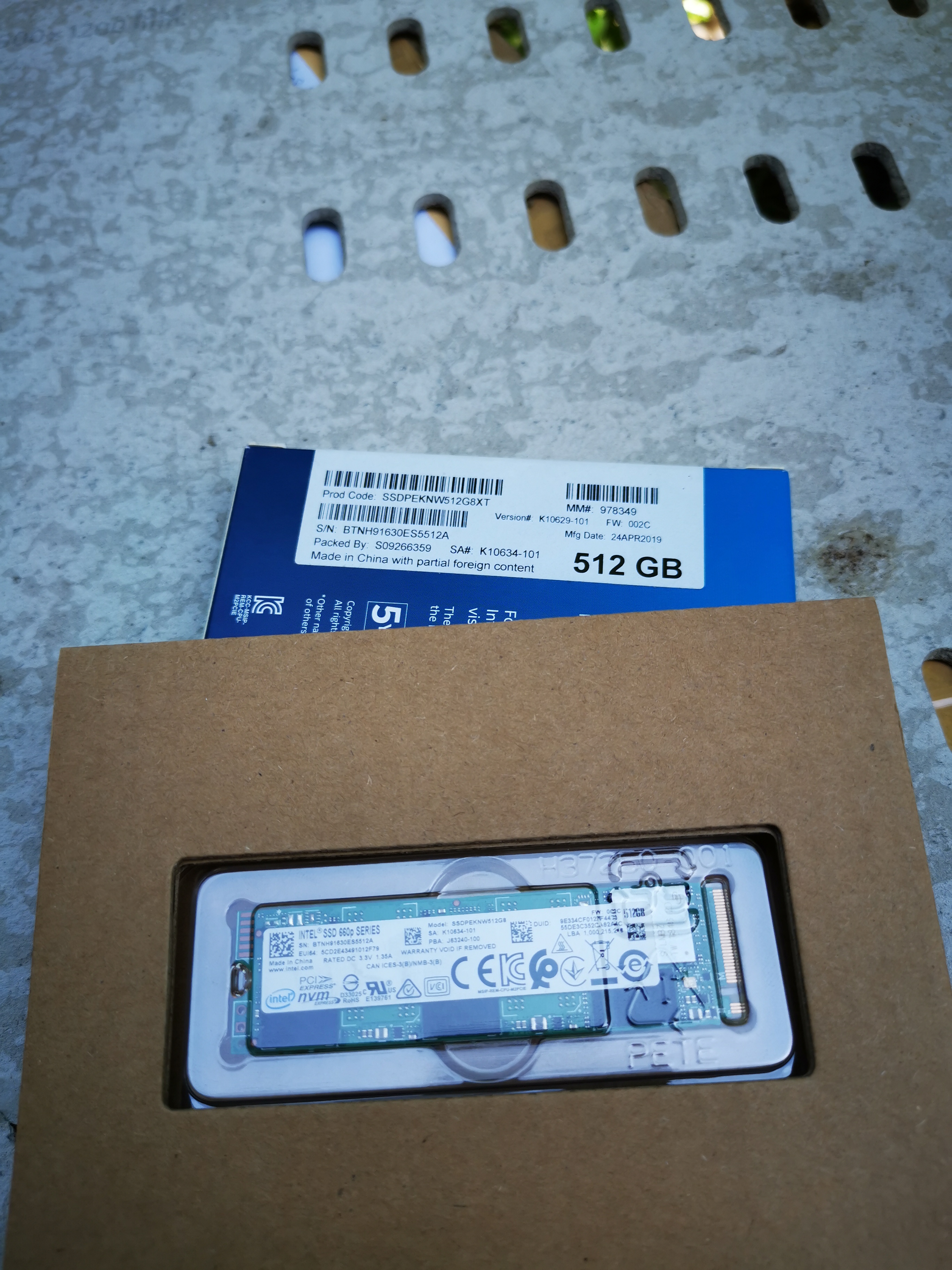 SSD M.2 PCIe/NVMe INTEL 660P SERIES 512GB