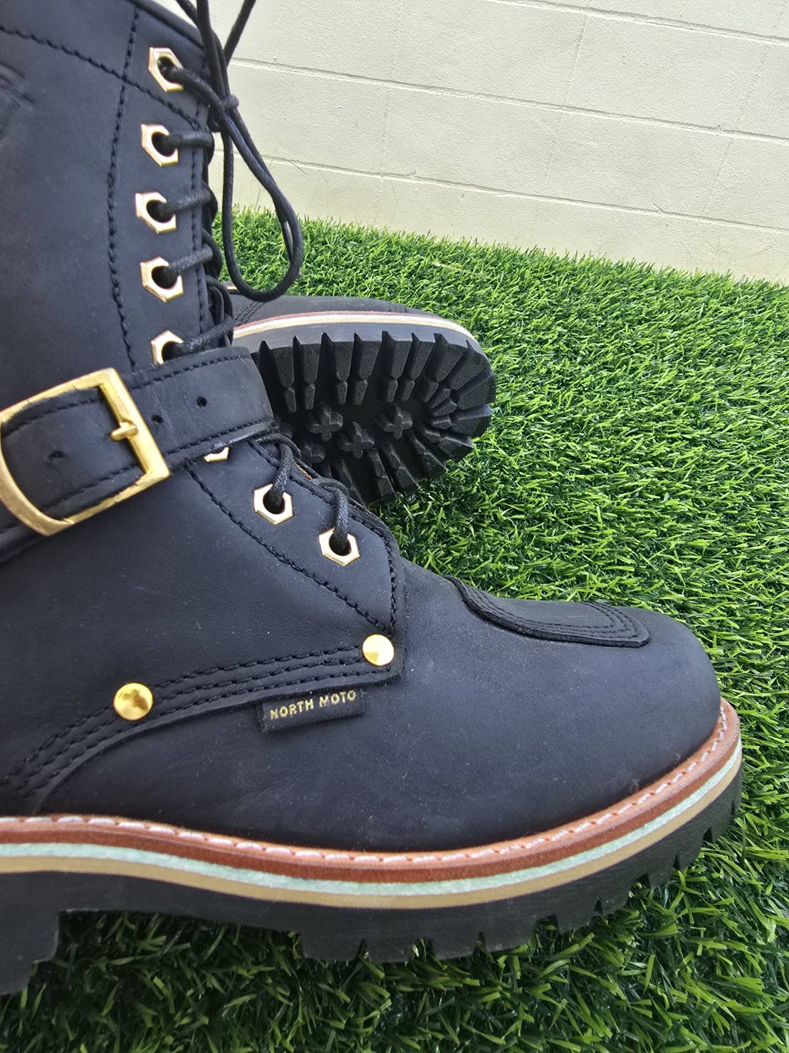 รองเท้าขี่มอเตอร์ไซด์หนังแท้ สไตล์คลาสสิค 🔺 รุ่น Moto-05(Fatboy) สีดำ