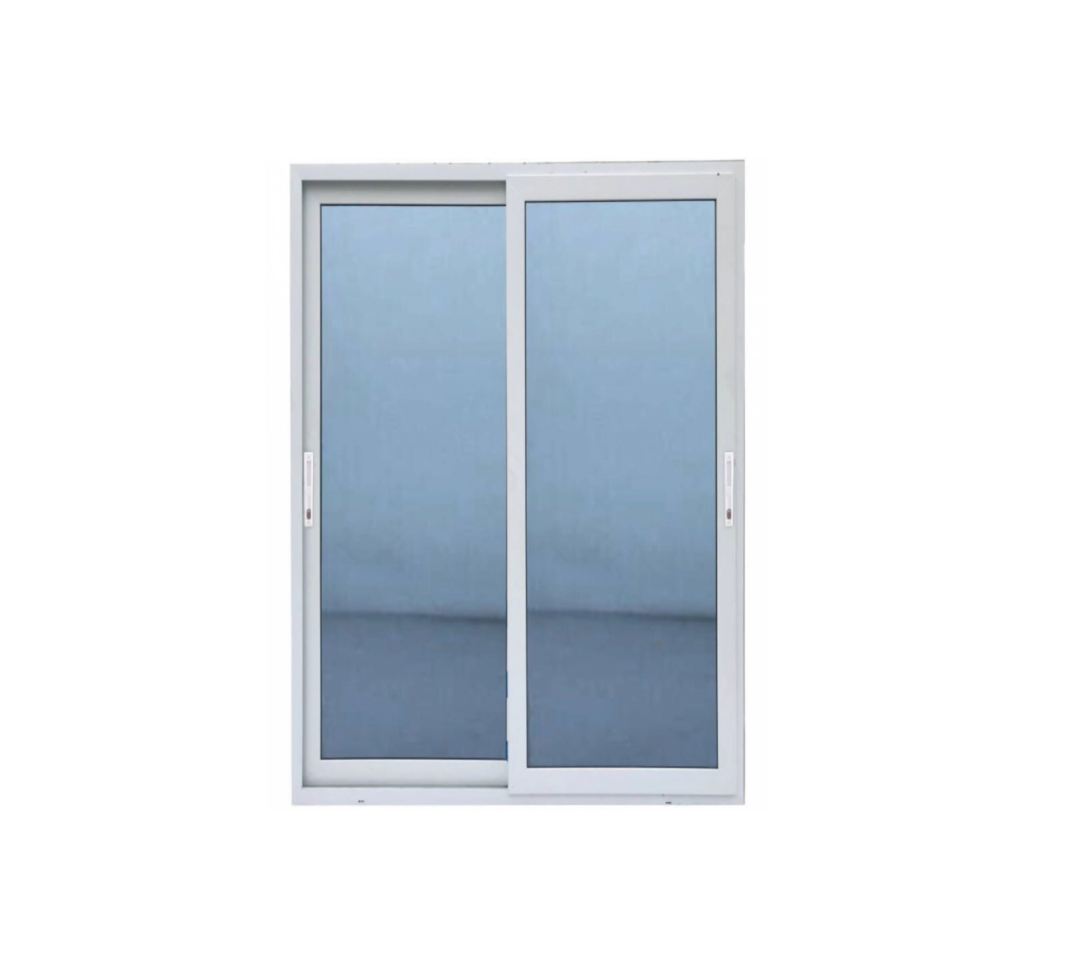 WELLINGTAN ประตูไวนิล บานเลื่อน SS (กระจกสีฟ้าสะท้อนแสง) RBD001 160x205ซม. สีขาว