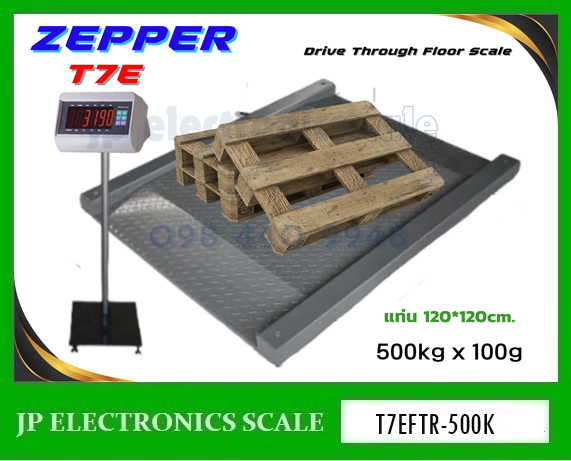 เครื่องชั่งทางลาด500kg เครื่องชั่งพร้อมทางขึ้นลง500กิโลกรัม เครื่องชั่งตั้งพื้นทางลาด500kg ตาชั่งน้ำหนักพร้อมพื้นทางลาด500kg เครื่องชั่งแบบวางพื้น500kg ค่าละเอียด 100g ยี่ห้อ ZEPPER รุ่น T7E-FTR1212