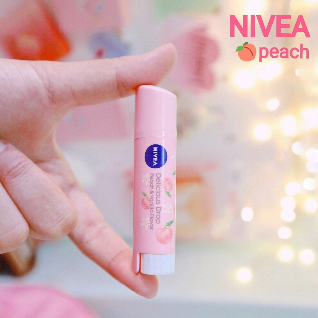 NIVEA Flavor Lip Delicious Drop นีเวีย ลิปปาล์ม กลิ่นพีช Peach🍑 3.5g.