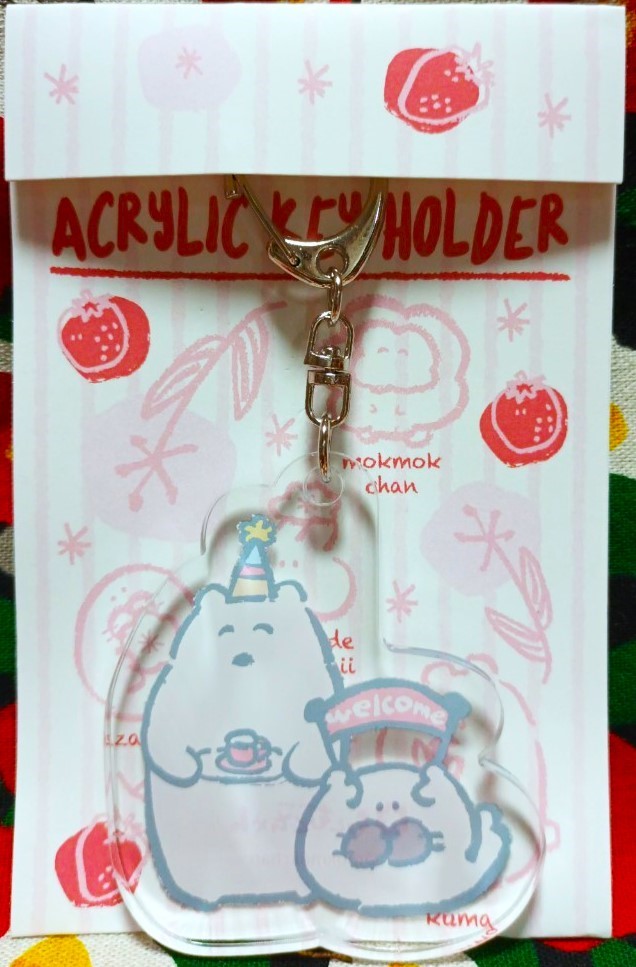 พวงกุญแจ อะคริลิค mokmokchan kuma + azarashi ของแท้จากญี่ปุ่น Size : 7 x 6 cm MADE IN JAPAN