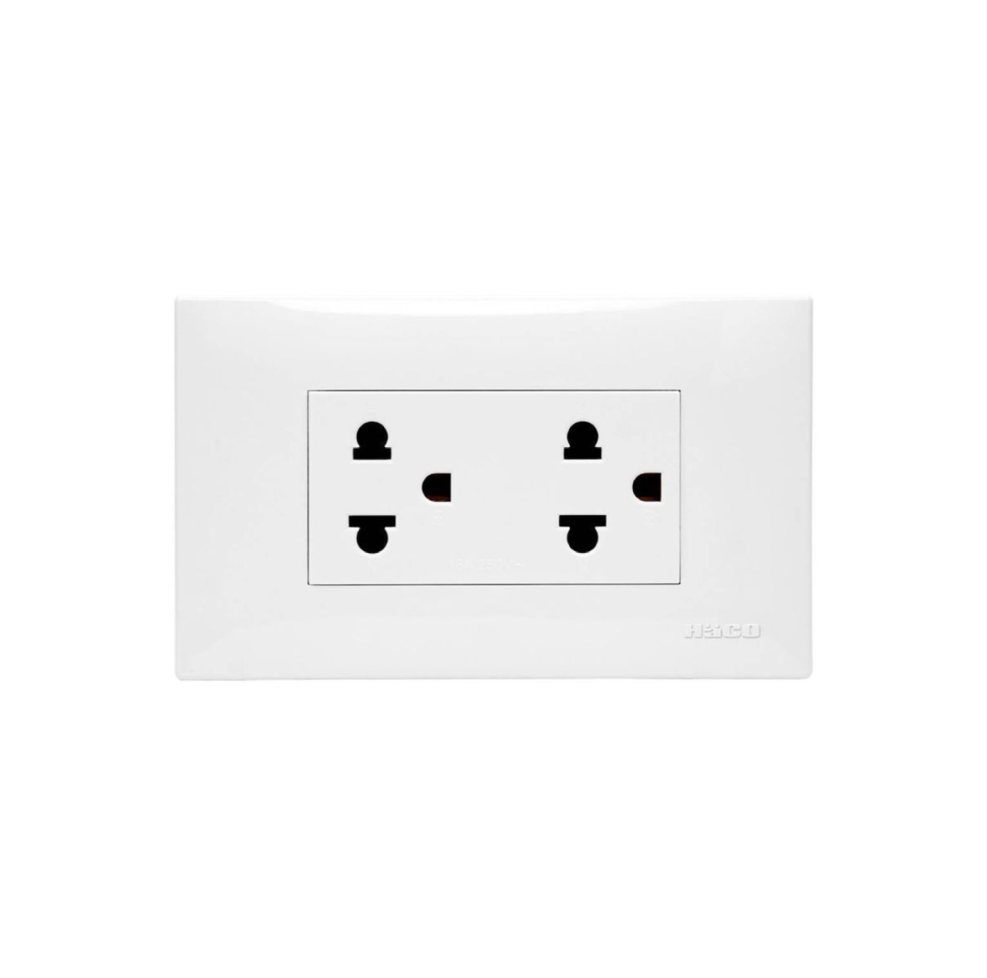 เต้ารับ 3 ขา 2 ช่อง พร้อมแผงหน้ากาก HACO IC-E20