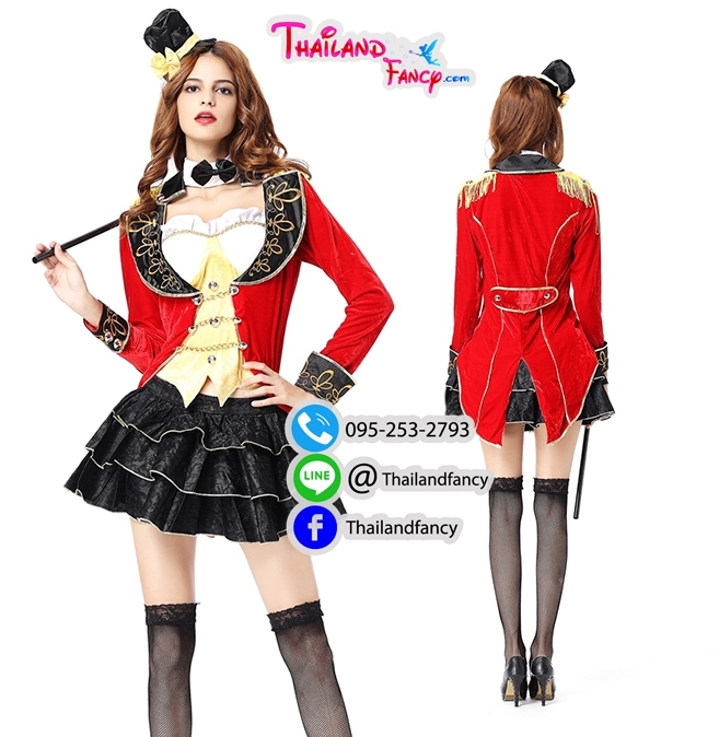 ชุดเช่าแฟนซีผู้หญิง ชุดนักมายากลสาว Magician Girl Cosplay ชุดอาชีพในฝัน ชุดจอมเวทย์ ชุดนักมายากลผู้หญิงสีแดง