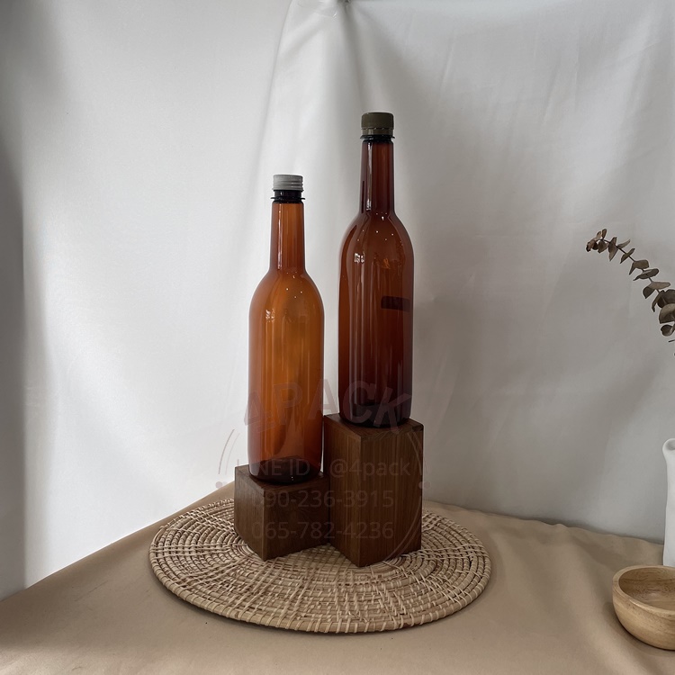 ขวดพลาสติกPET 750ml รุ่นน้ำหวาน สีชา