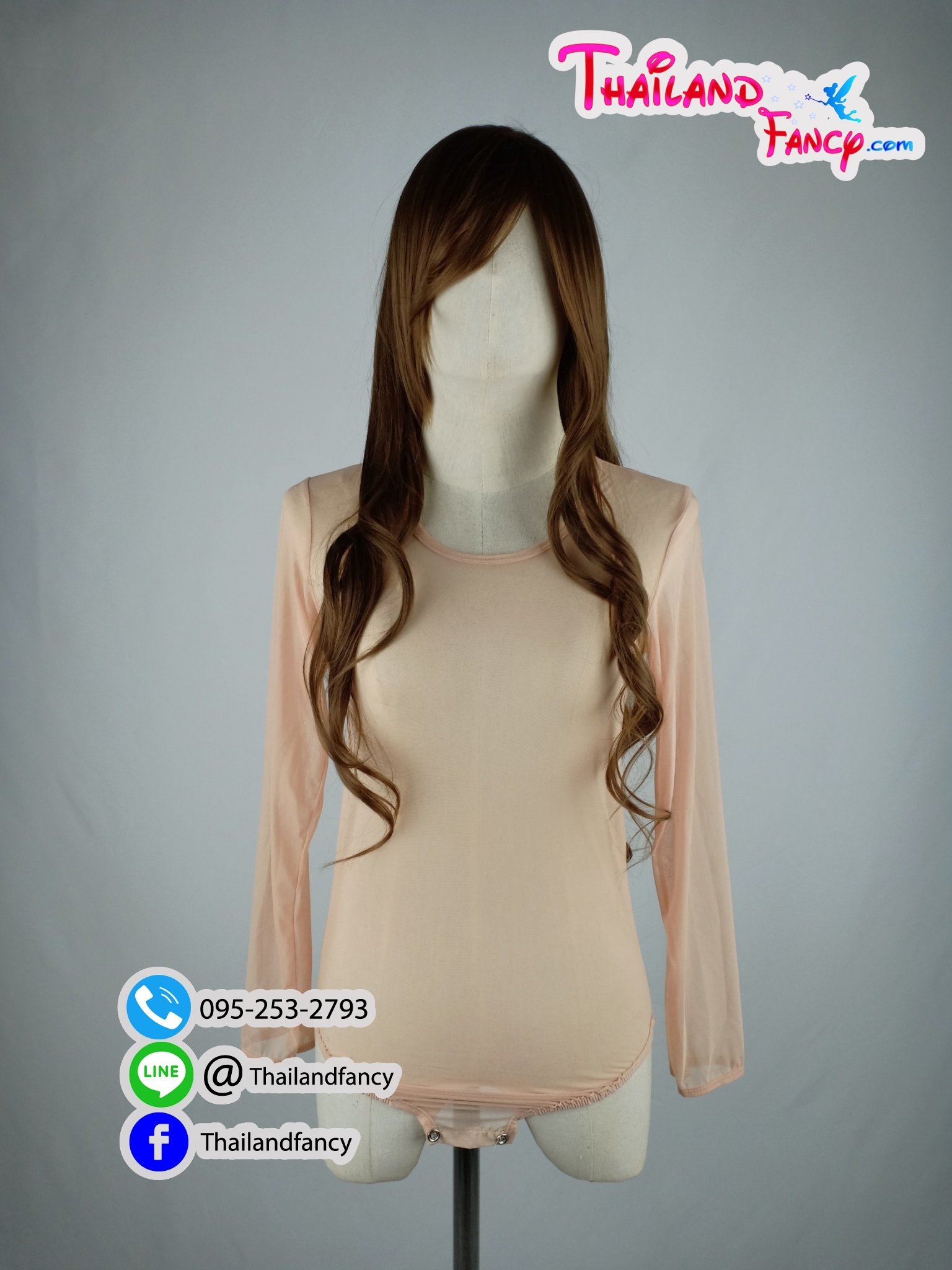 ชุดแต่งแฟนซี ชุดบอดี้สูทซีทรู Body Suit Stocking ชุดกันโป๊ ชุดเสื้อซับใน ชุดบอดี้สูทเนื้อตาข่ายจิ๋วยืด4ด้าน สีเนื้อเข้ม