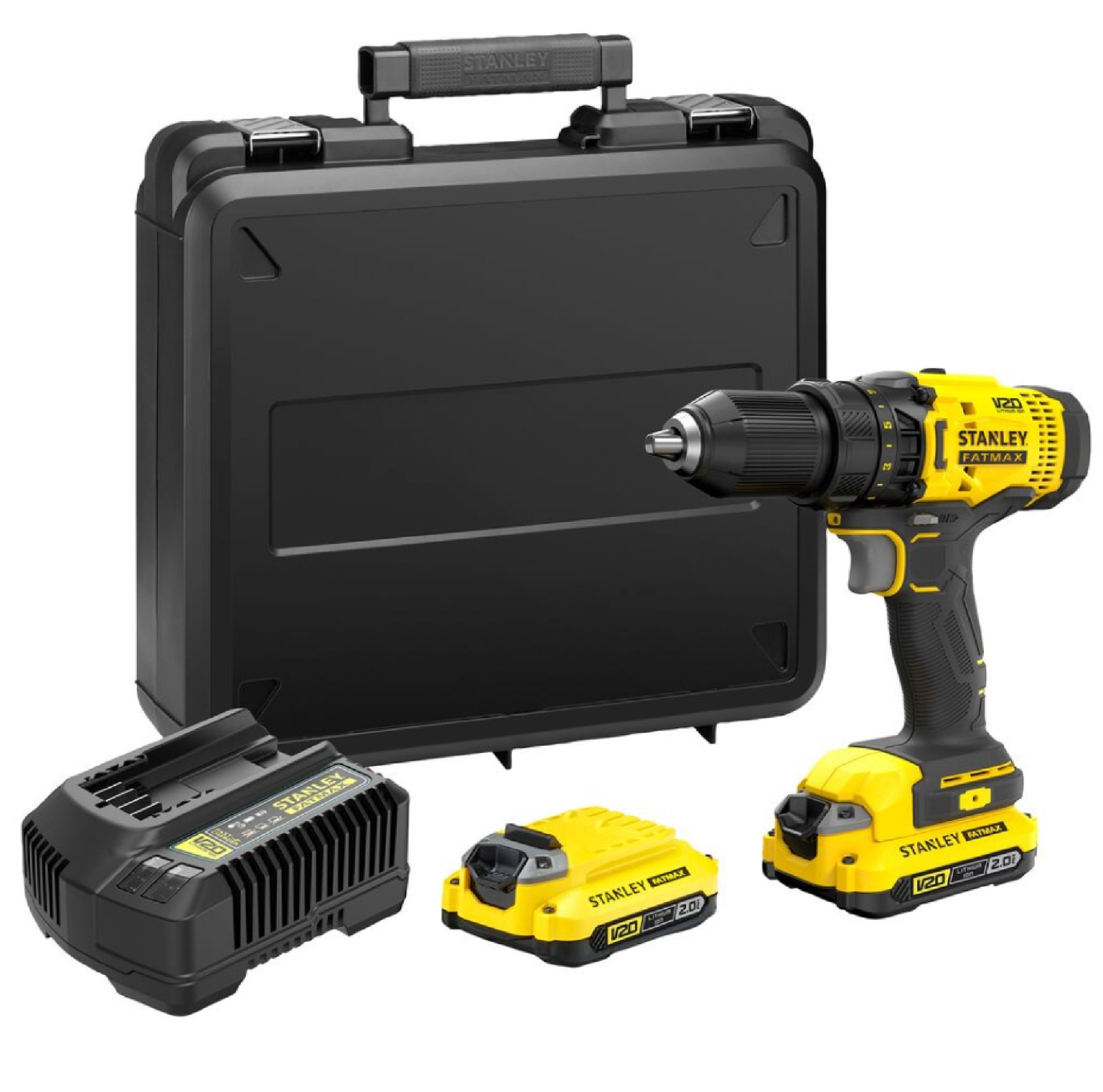 STANLEY สว่านกระแทกไร้สาย 20V รุ่น SCD711D2KA-B1 พร้อมแบตเตอรี่ 2.0 Ah