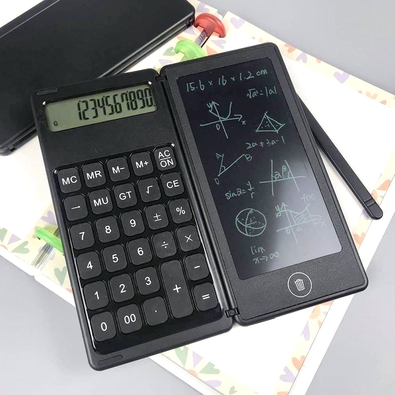 เครื่องคิดเลขเขียนได้ 2 in 1 (ใช้พลังงานแสงอาทิตย์) พร้อมกระดาน LCD เขียนได้ ฮิตสุด!!💥ขนาด 5.5 นิ้ว