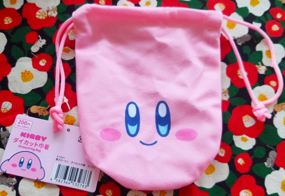 Kirby ถุงหูรูด กระเป๋าหูรูด เคอร์บี้ Size : 18.5 x 14 cm ของแท้จากญี่ปุ่น Drawstring Bag mini