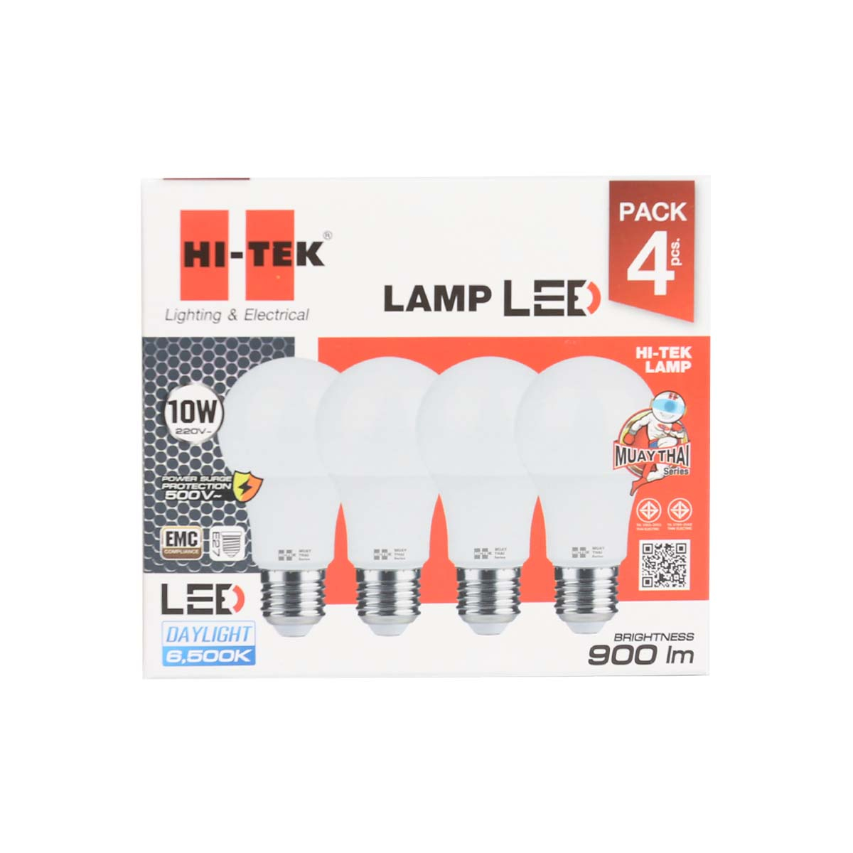 HI-TEK หลอดไฟ LED Bulb 10 วัตต์ รุ่น ECO (Day Light)(แพ็ค 4)