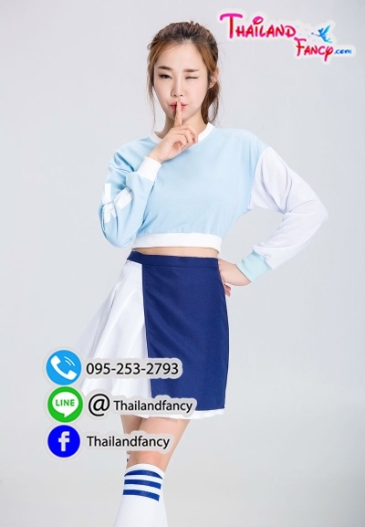 ชุดวงเกาหลี Cover Dance Cosplay ชุดวงเกิร์ลกรุ๊ป WJSN-Cosmic Girls ชุดเต้นแดนเซอร์ ชุดโคฟเวอร์แดนซ์เกาหลี ชุดเชียร์สีฟ้าขาว