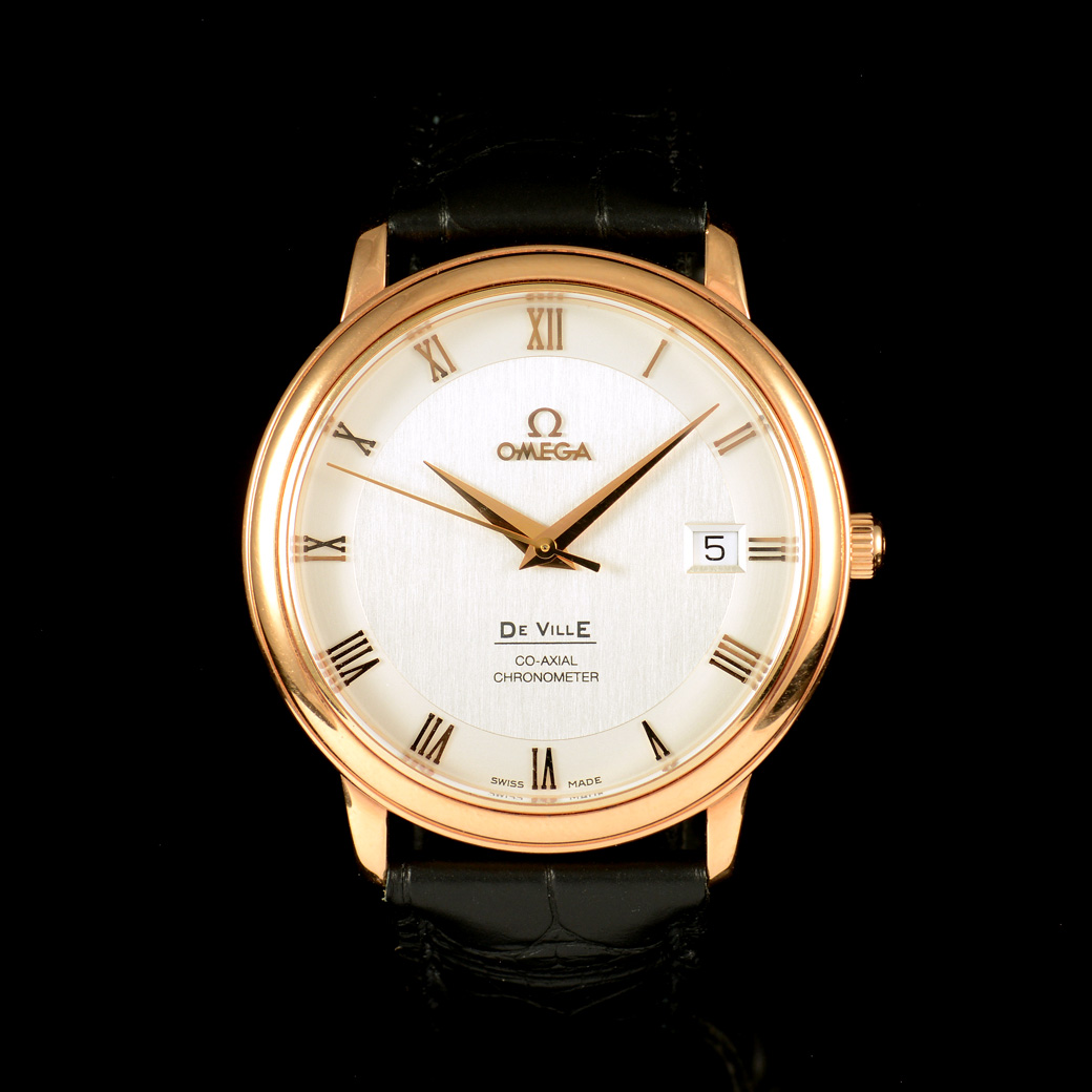 **HOLD** Omega De Ville Red Gold on leather strap Co‑Axial Ref. 4678.31.02 หน้าปัดสีขาว หลักชั่วโมงเลขโรมัน ตัวเรือนทองคำRed Gold18K สายหนังแท้ หัวเข็มขัดแท้ทองคำ กล่องใบครบ Shopไทย นาฬิกาปี2009 Automatic ขนาด 36.5 mm