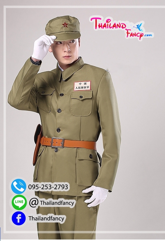 ชุดเช่าแฟนซีผู้ชาย ชุดเช่าทหารช่างญี่ปุ่น ชุดเครื่องแบบทหารโกโบริ ชุดทหารสงครามโลก ชุดเช่านายทหารญี่ปุ่นสีเขียวอ่อนกางเกงเดฟ