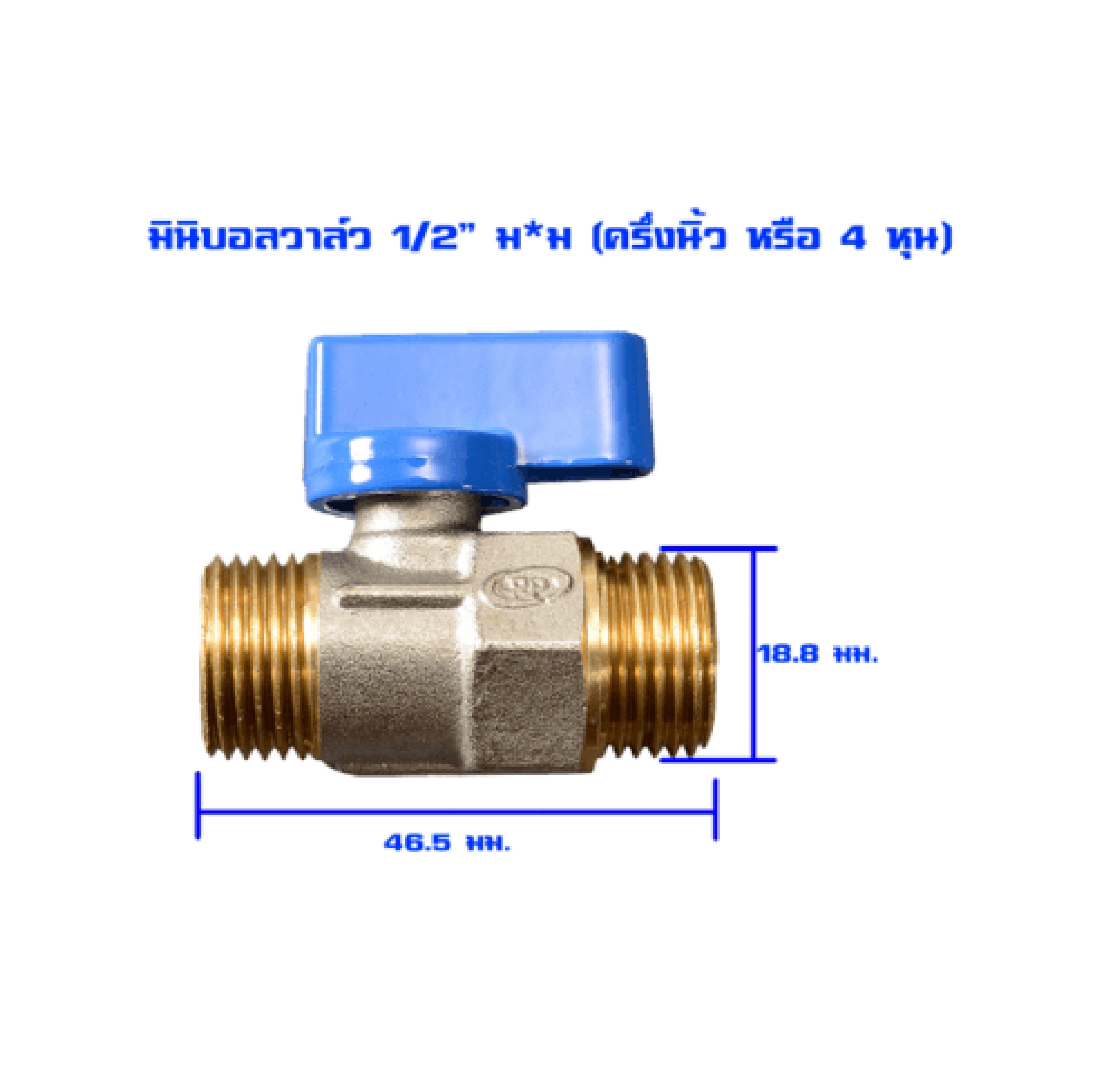PP มินิบอลวาล์วทองเหลือง ผผ. 1/2" รุ่น 30016