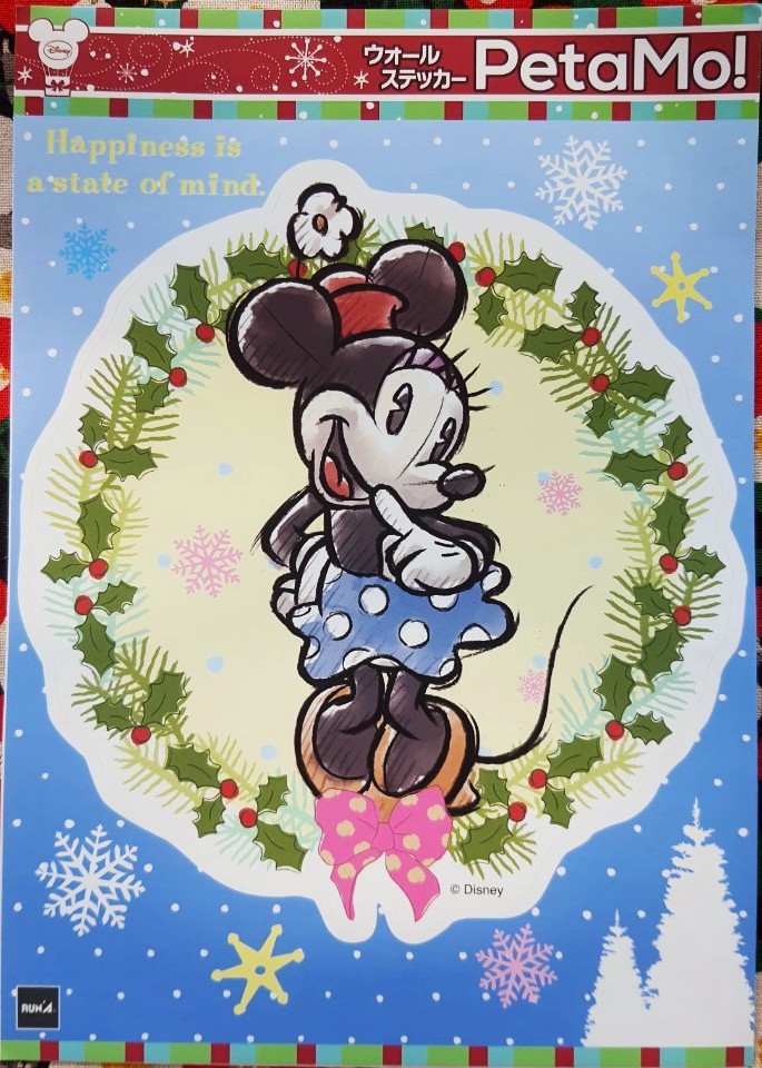 Disney PetaMo! Sticker Minnie mouse สติ๊กเกอร์ ใช้ตกแต่งสิ่งของ คริสต์มาส จากญี่ปุ่น มินนี่เม้าส์ Size : 19 cm