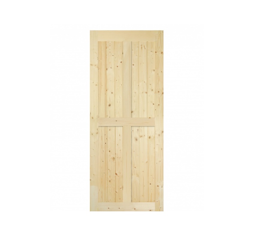 GREATWOOD ประตูไม้สน บานทึบทำร่อง PW-SK04-2G 80x200ซม.