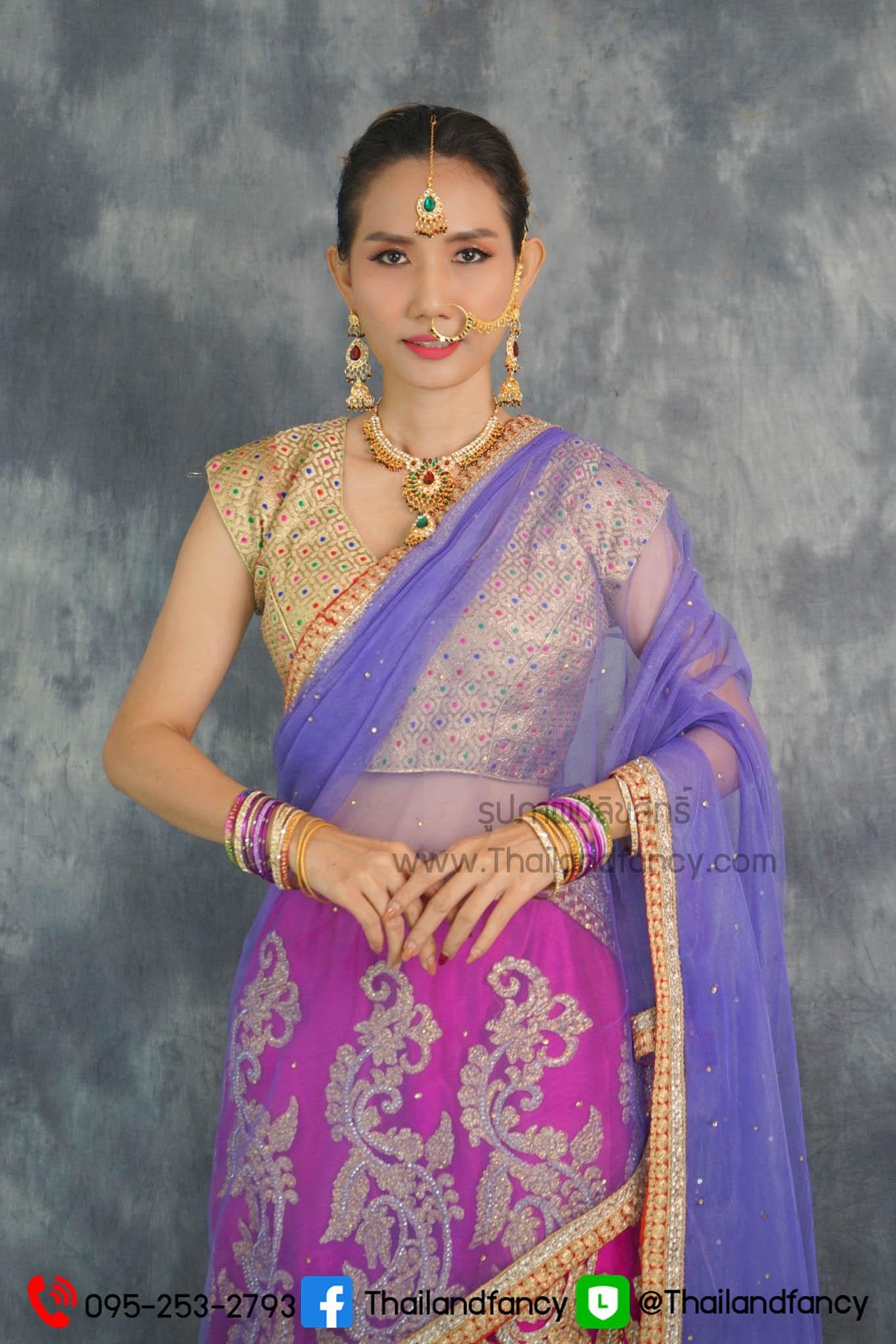 ชุดแฟนซีผู้หญิงสำหรับเช่า ชุดแขกอินเดียแฟนซี เช่าชุดภารตะผู้หญิง เช่าชุดส่าหรีแขกผู้หญิง เช่าชุดแขกหญิง ชุดแขกคังคุไบ ชุดเช่านานาชาติ ชุดแขกอินเดียผู้หญิงสีม่วง-ชมพูสด