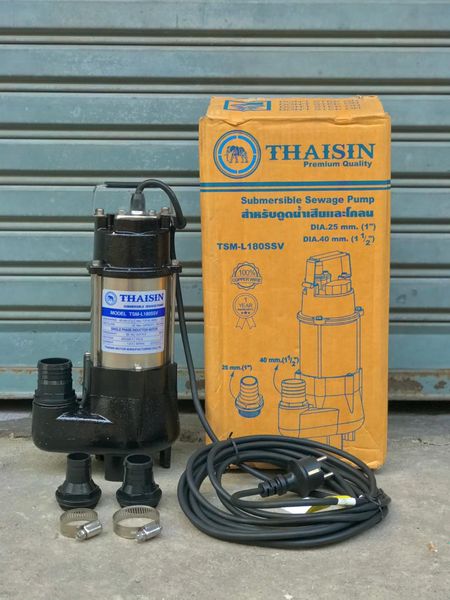 ไดโว่ดูดโคลน ยี่ห้อ Thaisin รุ่น TSM-L180SSV ได้ท่อ 3 ขนาด